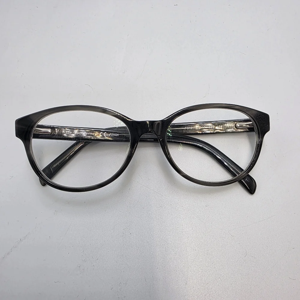 Fendi F979 Black Oval Eyeglass Frames Crystal Black Baby Blue 51mm Auth Italy
